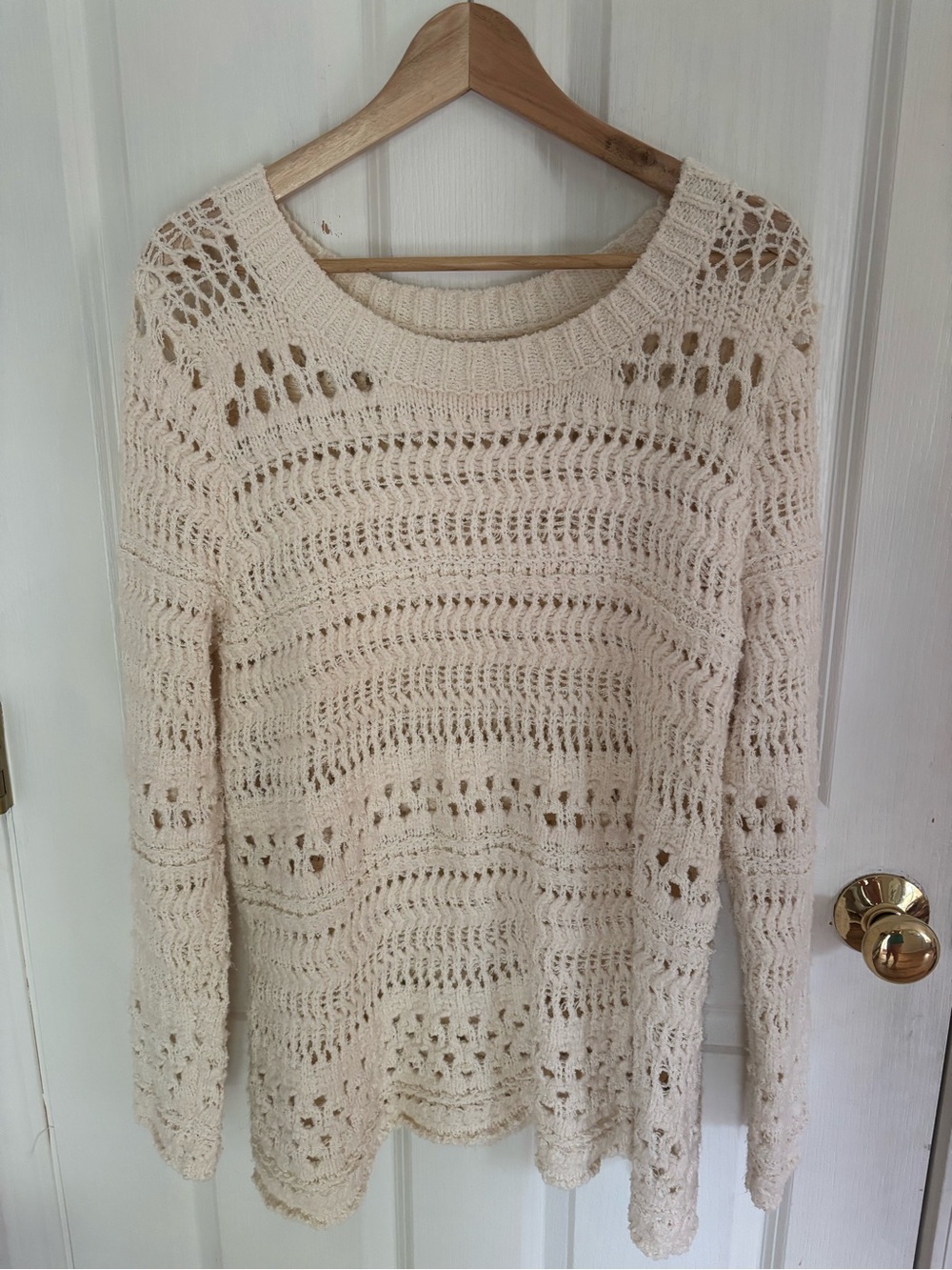 Crochet  Crewneck Sweater - Cream size medium